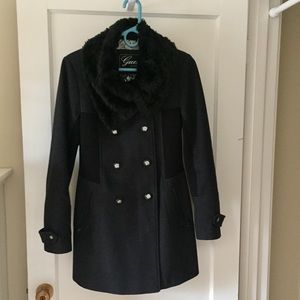 Guess Fit & Flare Dark Gray Wool Coat (EUC)